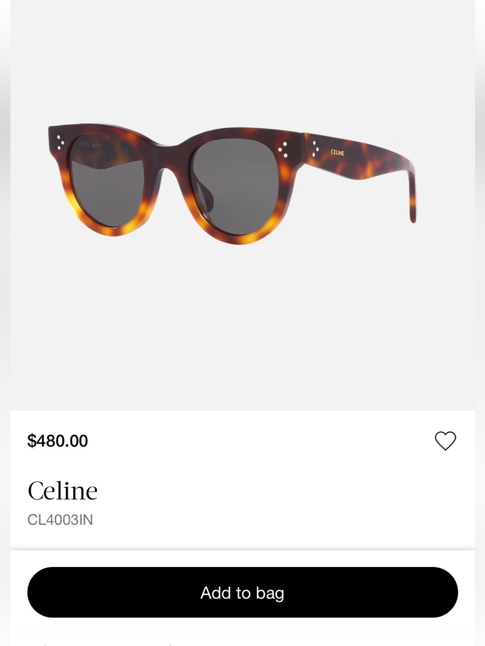 Celine Tortoiseshell Round-Edge Sunglasses - Brown & Amber